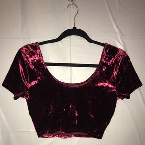 Red velvet off the shoulder crop top
